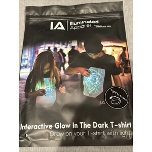 Illuminated Apparel Kids Shirt 5-6 Years Black White Glow In the Dark EUC